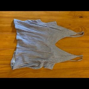 Lulus “Adrift Navy Blue and White Striped Tank Top”. Size: S